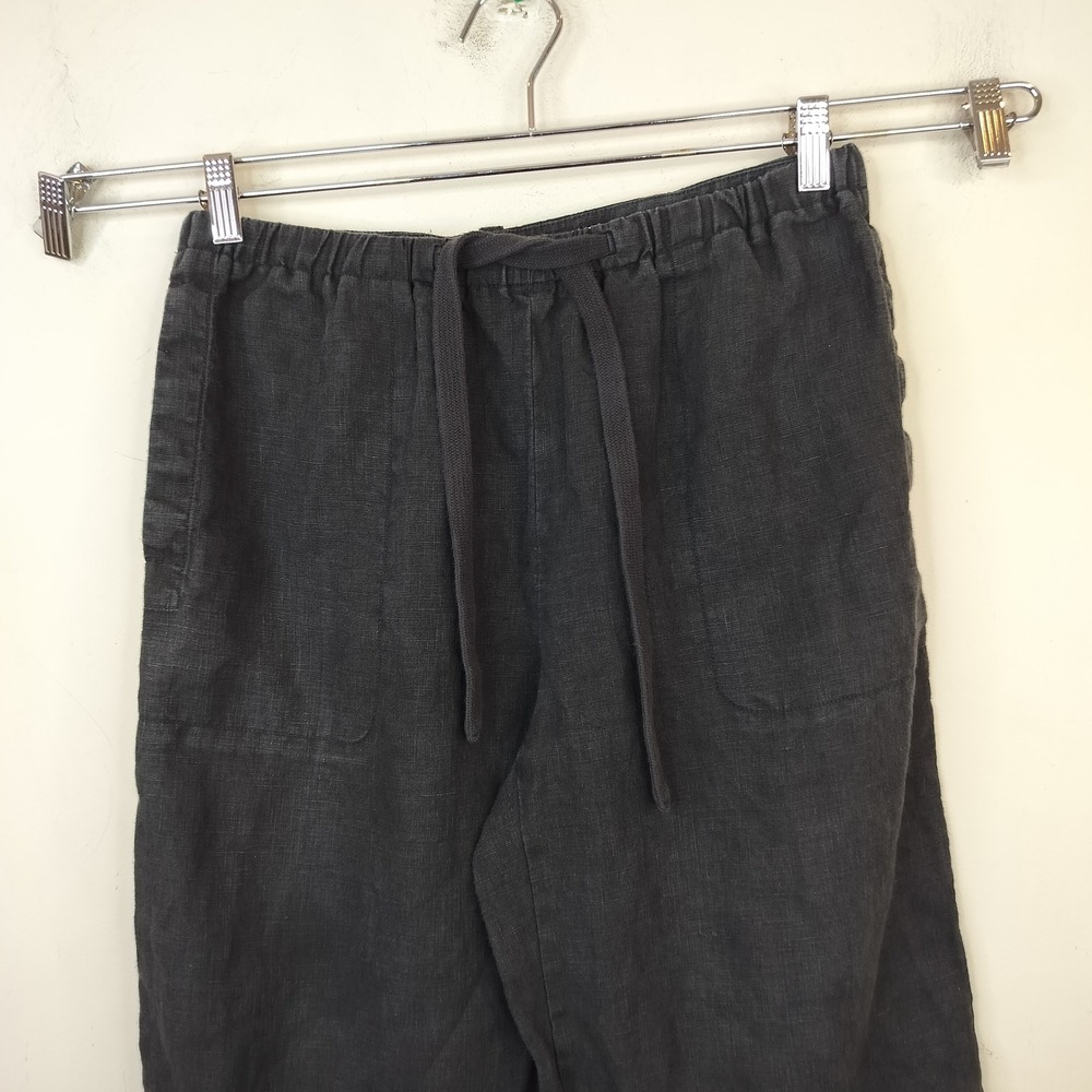 Vince Hemp Pants Medium Drawstring Relaxed Minimal Casual Black - Picture 2 of 9